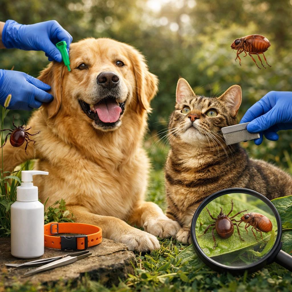 Dog with flea and tick protection