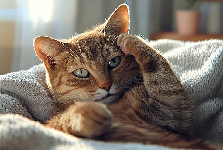 Cat with miliary dermatitis during TelaVets dermatology consult