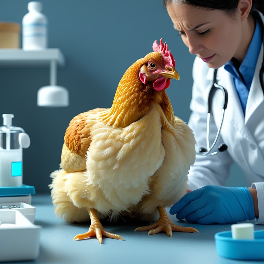Egg-bound hen receiving urgent TelaVets avian telehealth guidance