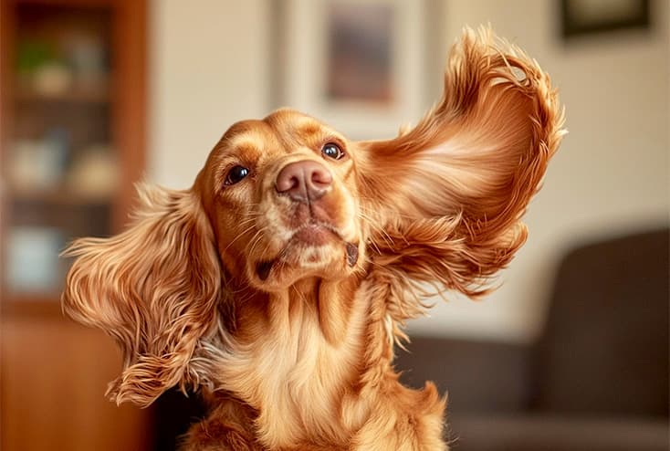 Vet examining a dog's inflamed ear canal via telemedicine