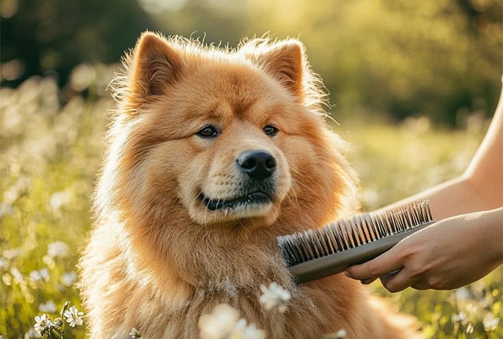 Dog with shedding issues receiving online vet care