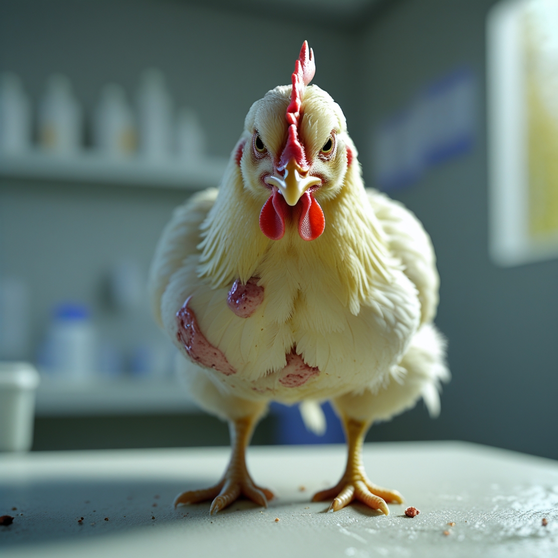 Chicken with fowl pox