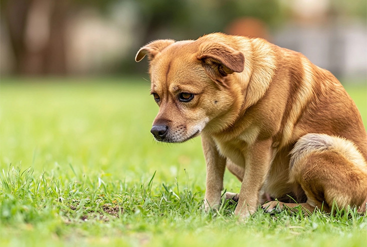 Dog with owner outdoors