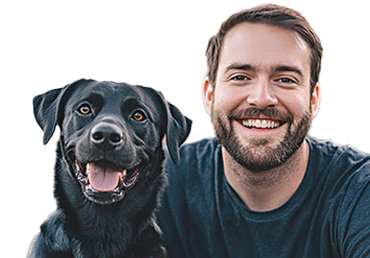 Happy pet owner with dog